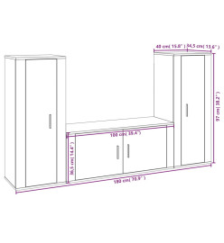 Ensemble de meubles TV 3 pcs Blanc Bois d'ingénierie