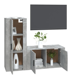 Ensemble de meubles TV 2 pcs gris béton bois d'ingénierie