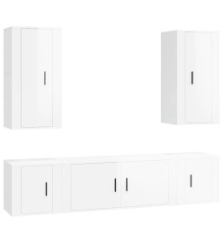 Ensemble de meubles TV 5 pcs Blanc brillant Bois d'ingénierie