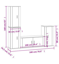 Ensemble de meubles TV 4 pcs Blanc Bois d'ingénierie