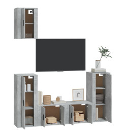 Ensemble de meubles TV 5 pcs Gris béton Bois d'ingénierie