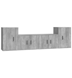 Ensemble de meubles TV 4 pcs Gris béton Bois d'ingénierie