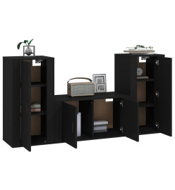 Ensemble de meubles TV 3 pcs Noir Bois d'ingénierie