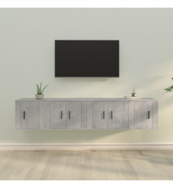 Ensemble de meubles TV 4 pcs Gris béton Bois d'ingénierie