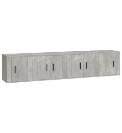 Ensemble de meubles TV 4 pcs Gris béton Bois d'ingénierie