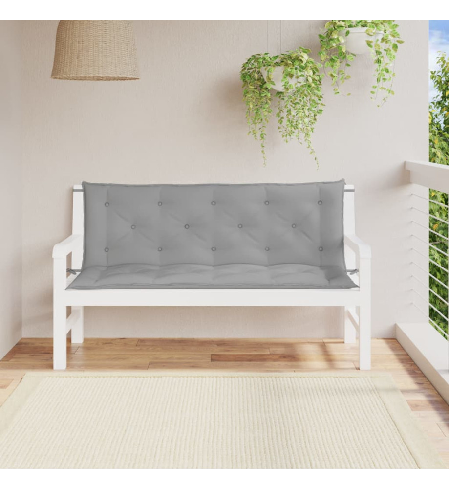 Coussins de banc de jardin 2 pcs gris 150x50x7 cm tissu Oxford