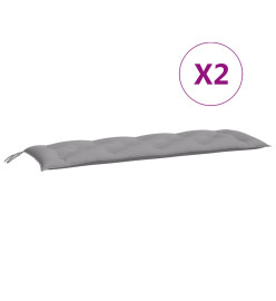 Coussins de banc de jardin 2 pcs gris 150x50x7 cm tissu Oxford