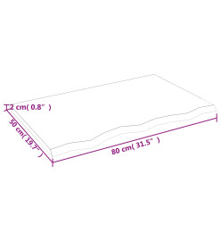 Comptoir de salle de bain 80x50x2 cm bois massif non traité