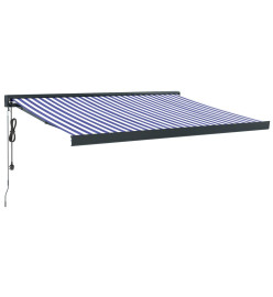 Auvent rétractable bleu et blanc 3x2,5 m tissu et aluminium