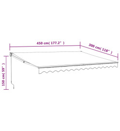 Auvent rétractable automatique jaune et blanc 4,5x3 m