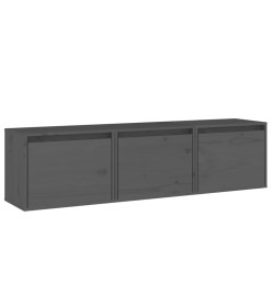 Meubles TV 3 pcs Gris Bois massif de pin