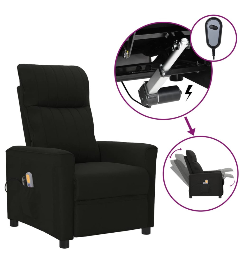 Fauteuil électrique de massage Noir Tissu