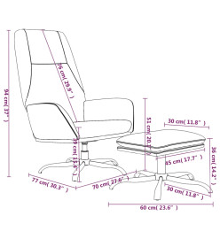 Chaise de relaxation avec tabouret Gris foncé Velours