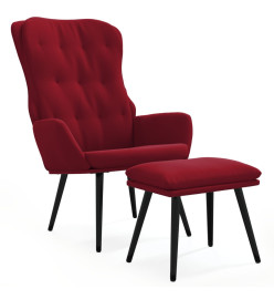 Chaise de relaxation avec repose-pied Rouge bordeaux Velours