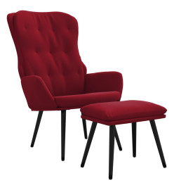 Chaise de relaxation avec repose-pied Rouge bordeaux Velours