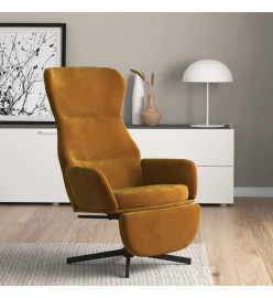 Chaise de relaxation avec repose-pied Marron Velours