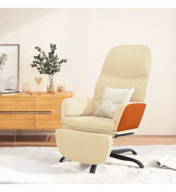 Chaise de relaxation avec repose-pied Crème Tissu