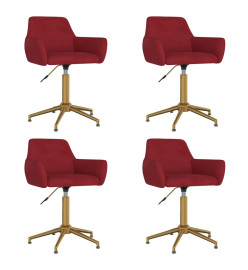 Chaises à dîner pivotantes 4 pcs Rouge bordeaux Velours