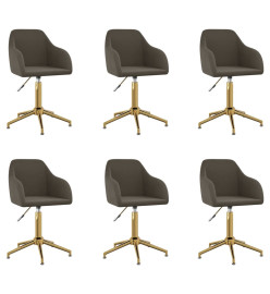 Chaises pivotantes à manger lot de 6 gris foncé velours