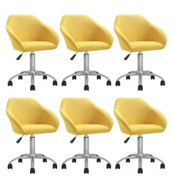 Chaises pivotantes à manger lot de 6 jaune tissu