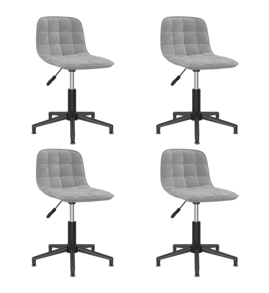 Chaises à dîner pivotantes 4 pcs Gris clair Velours