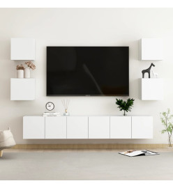 Ensemble de meubles TV 7 pcs Blanc Aggloméré