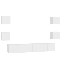 Ensemble de meubles TV 7 pcs Blanc Aggloméré