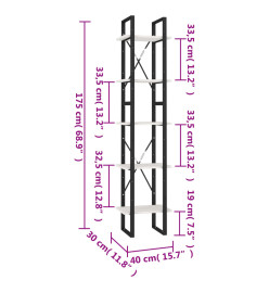 Bibliothèque à 5 niveaux Blanc 40x30x175 cm Bois de pin
