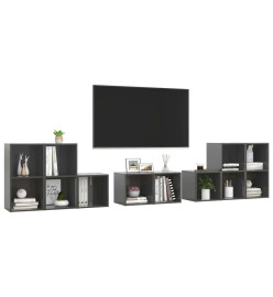 Ensemble de meubles TV 8 pcs Gris brillant Aggloméré