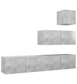 Ensemble de meuble TV 4 pcs Gris béton Aggloméré