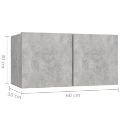 Ensemble de meuble TV 4 pcs Gris béton Aggloméré