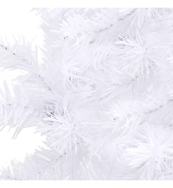 Arbre de Noël artificiel d'angle LED et boules Blanc 240 cm PVC