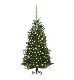 Arbre de Noël artificiel avec LED et boules Vert 180 cm PVC PE