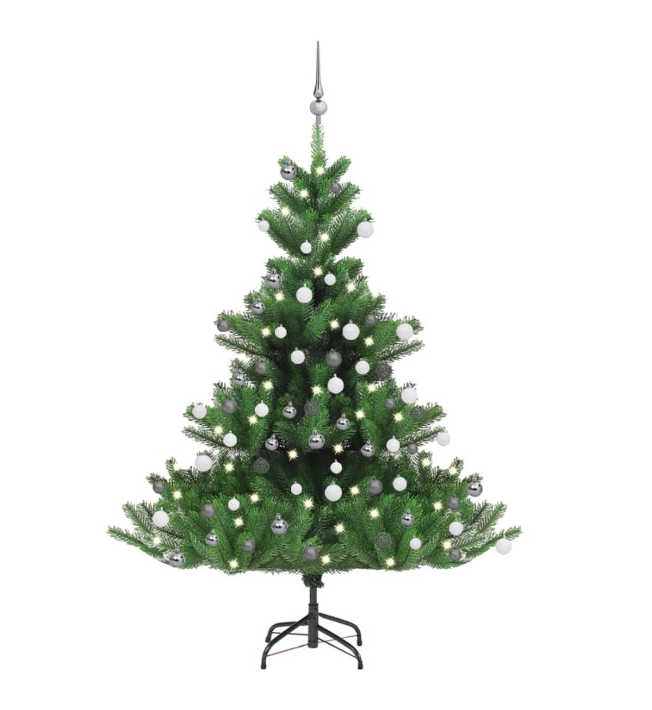 Sapin de Noël artificiel Nordmann avec LED et boules Vert 150cm