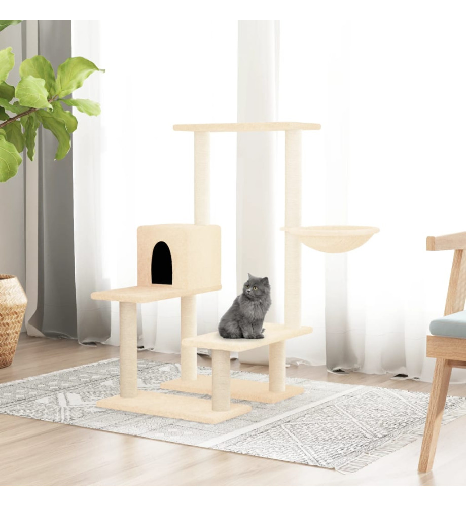 Arbre à chat avec griffoirs en sisal Crème 94,5 cm