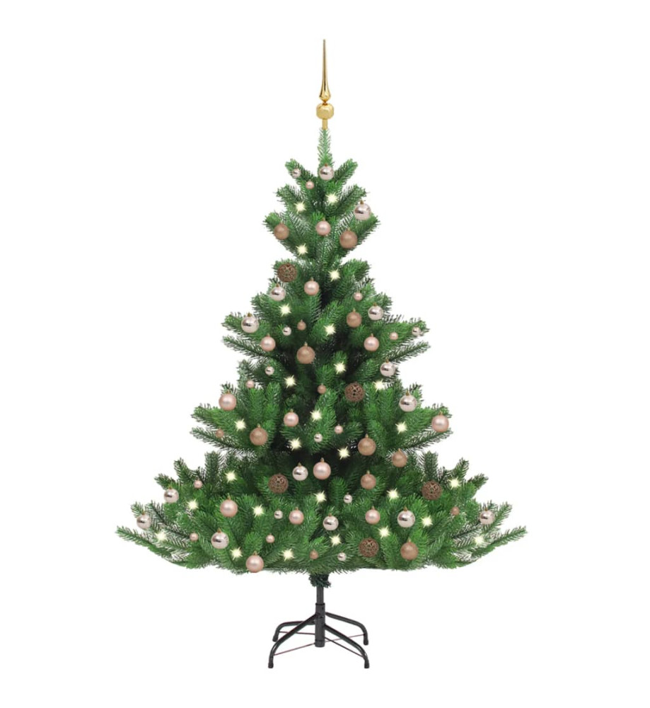 Sapin de Noël artificiel Nordmann avec LED et boules Vert 240cm