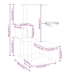 Arbre à chat avec griffoirs en sisal Crème 94,5 cm