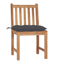 Chaises de jardin 4 pcs avec coussins Bois de teck massif