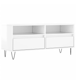 Meuble TV blanc brillant 100x34,5x44,5 cm bois d'ingénierie