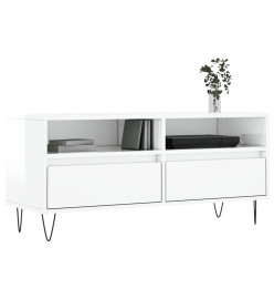 Meuble TV blanc brillant 100x34,5x44,5 cm bois d'ingénierie