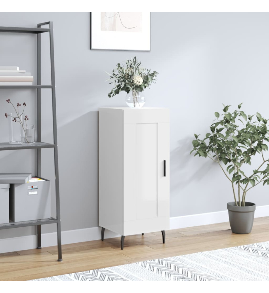 Buffet Blanc brillant 34,5x34x90 cm Bois d'ingénierie Buffet Blanc brillant 34,5x34x90 cm Bois d'ingénierie