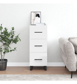 Buffet Blanc brillant 34,5x34x90 cm Bois d'ingénierie