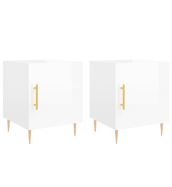 Tables de chevet 2 pcs blanc brillant 40x40x50 cm