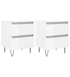 Tables de chevet 2 pcs blanc brillant 40x35x50 cm