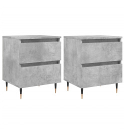 Tables de chevet 2 pcs gris béton 40x35x50 cm bois d’ingénierie