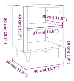 Tables de chevet 2pcs chêne sonoma 40x30x50cm bois d'ingénierie