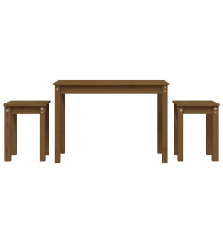 Tables gigognes 3 pcs Marron miel Bois de pin massif