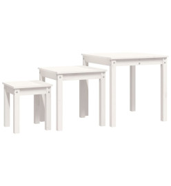 Tables gigognes 3 pcs Blanc Bois de pin massif