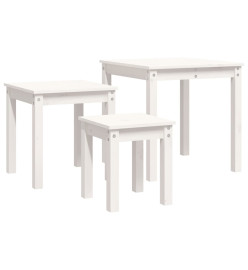 Tables gigognes 3 pcs Blanc Bois de pin massif