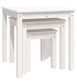 Tables gigognes 3 pcs Blanc Bois de pin massif